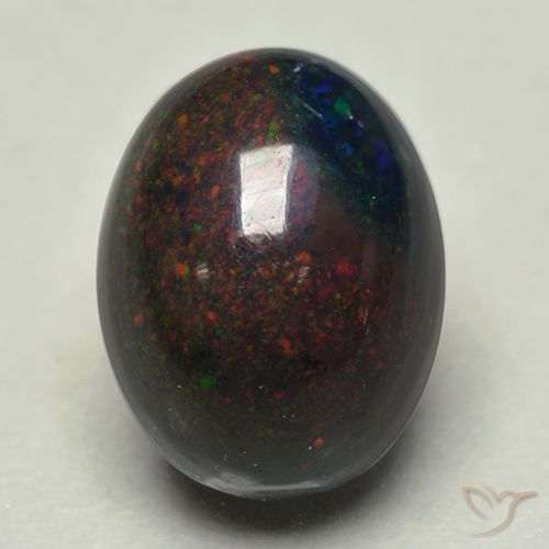Opale nero naturale multicolore da 0,74 ct, taglio ovale, opaco