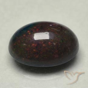 Opale nero naturale multicolore da 0,74 ct, taglio ovale, opaco