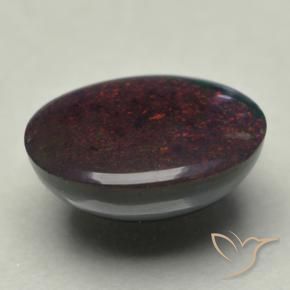 Opale nero naturale multicolore da 0,74 ct, taglio ovale, opaco