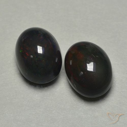 1.74ctw Naturale Multicolore Opale nero, Ovale, Traslucido