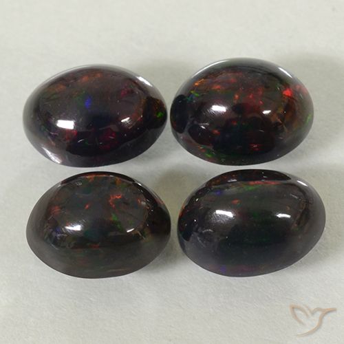 2.49ctw Naturale Multicolore Opale nero, Ovale, Traslucido