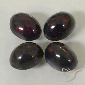Gemme di Opale nero Multicolore naturale da 2.49 ct, Ovale, Traslucido