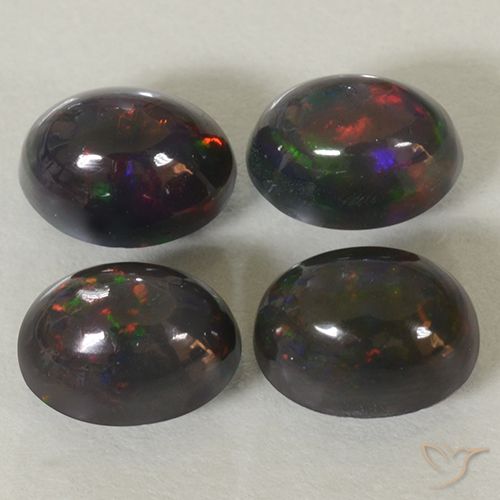 2.79ctw Naturale Multicolore Opale nero, Ovale, Opaco