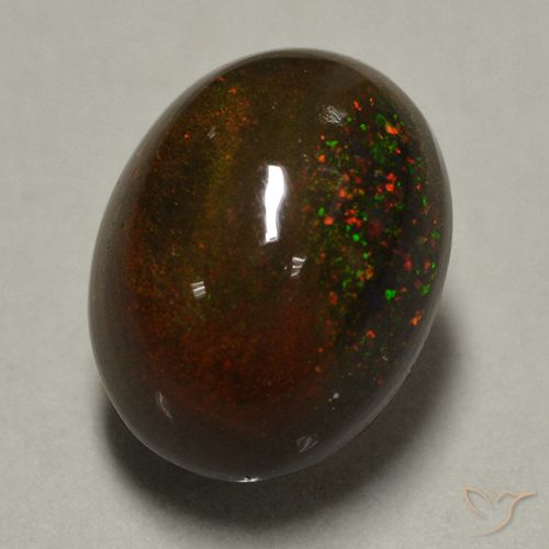 Opale nero naturale multicolore da 0,89 ct, taglio ovale, opaco
