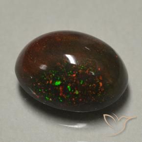 Opale nero naturale multicolore da 0,89 ct, taglio ovale, opaco