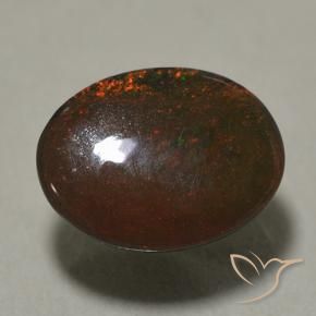 Opale nero naturale multicolore da 0,89 ct, taglio ovale, opaco