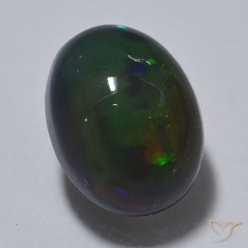 0.79ct Naturale Multicolore Opale nero, Ovale, Traslucido