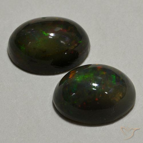 1.93ctw Naturale Multicolore Opale nero, Ovale, Traslucido