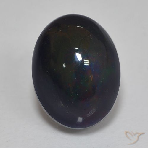 1.25ct Naturale Multicolore Opale nero, Ovale, Traslucido
