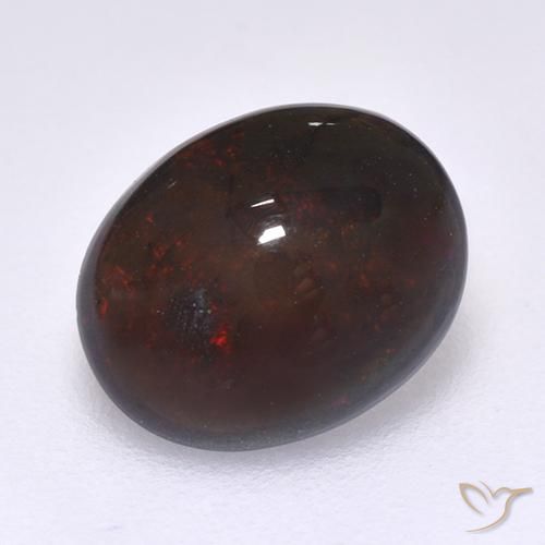 1.14ct Naturale Multicolore Opale nero, Ovale, Traslucido