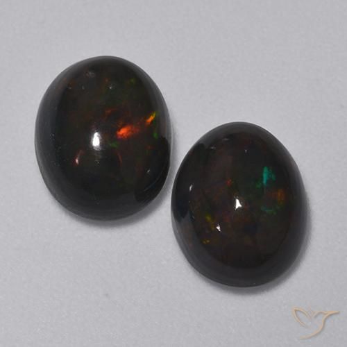 2.79ctw Naturale Multicolore Opale nero, Ovale, Traslucido