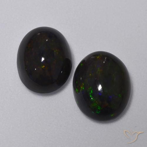 2.31ctw Naturale Multicolore Opale nero, Ovale, Traslucido
