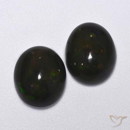 Gemme di Opale nero Multicolore naturale da 2.60 ct, Ovale, Traslucido