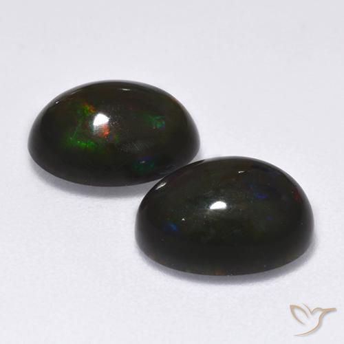 Gemme di Opale nero Multicolore naturale da 2.60 ct, Ovale, Traslucido