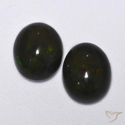 Gemme di Opale nero Multicolore naturale da 2.60 ct, Ovale, Traslucido