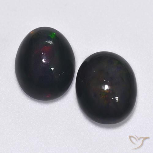 2.38ctw Naturale Multicolore Opale nero, Ovale, Traslucido