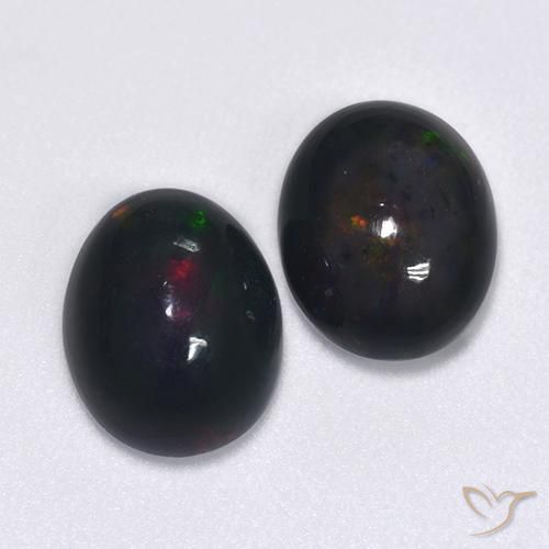 Gemme di Opale nero Multicolore naturale da 2.38 ct, Ovale, Traslucido
