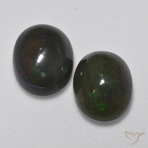 2.72ctw Naturale Multicolore Opale nero, Ovale, Traslucido