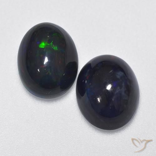 2.12ctw Naturale Multicolore Opale nero, Ovale, Traslucido