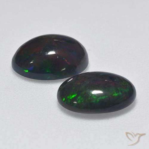 Gemme di Opale nero Multicolore naturale da 1.70 ct, Ovale, Traslucido
