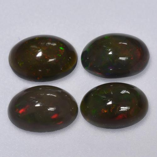 Gemme di Opale nero Multicolore naturale da 1.16 ct, Taglio ovale, Traslucido