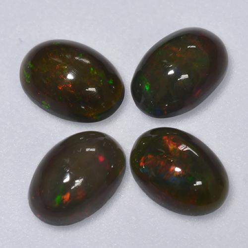 Gemme di Opale nero Multicolore naturale da 1.16 ct, Taglio ovale, Traslucido