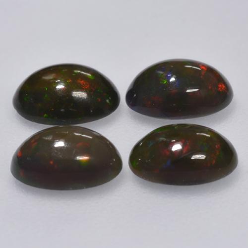 Gemme di Opale nero Multicolore naturale da 1.16 ct, Taglio ovale, Traslucido