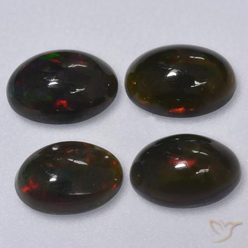 Gemme di Opale nero Multicolore naturale da 1.13 ct, Ovale, Traslucido