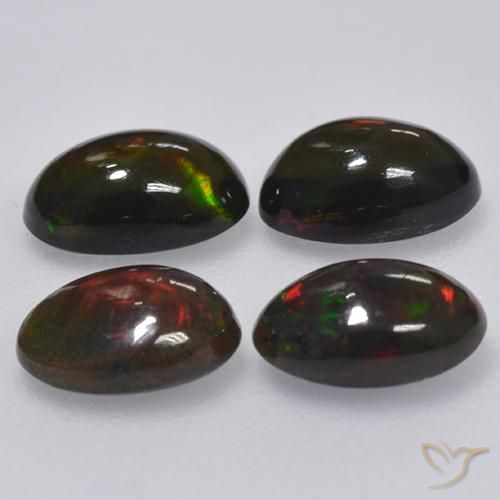Gemme di Opale nero Multicolore naturale da 1.13 ct, Ovale, Traslucido