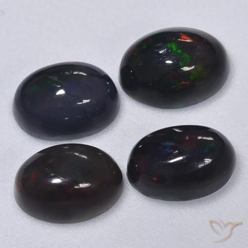1.50ctw Naturale Multicolore Opale nero, Ovale, Traslucido