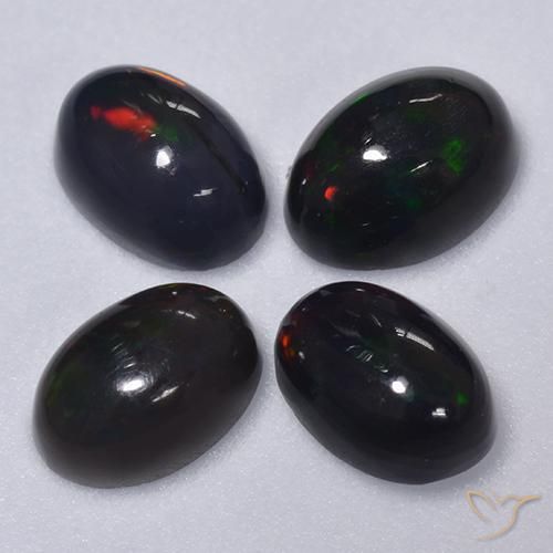 Gemme di Opale nero Multicolore naturale da 1.50 ct, Ovale, Traslucido