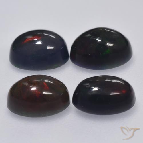 Gemme di Opale nero Multicolore naturale da 1.50 ct, Ovale, Traslucido