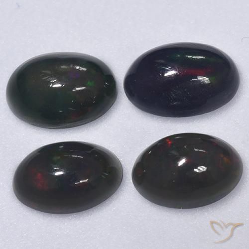 1.15ctw Naturale Multicolore Opale nero, Ovale, Traslucido