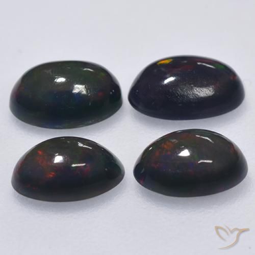 Gemme di Opale nero Multicolore naturale da 1.15 ct, Ovale, Traslucido
