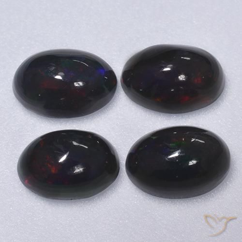 1.28ctw Naturale Multicolore Opale nero, Ovale, Traslucido