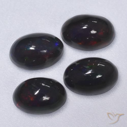 Gemme di Opale nero Multicolore naturale da 1.28 ct, Ovale, Traslucido