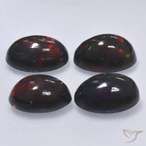 Gemme di Opale nero Multicolore naturale da 1.28 ct, Ovale, Traslucido