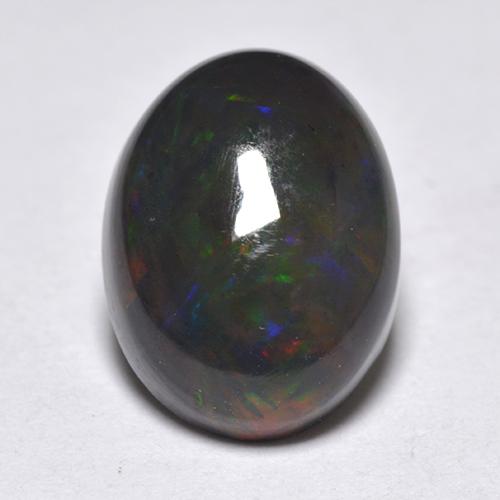 Opale nero naturale multicolore da 1,33 ct, taglio ovale, traslucido