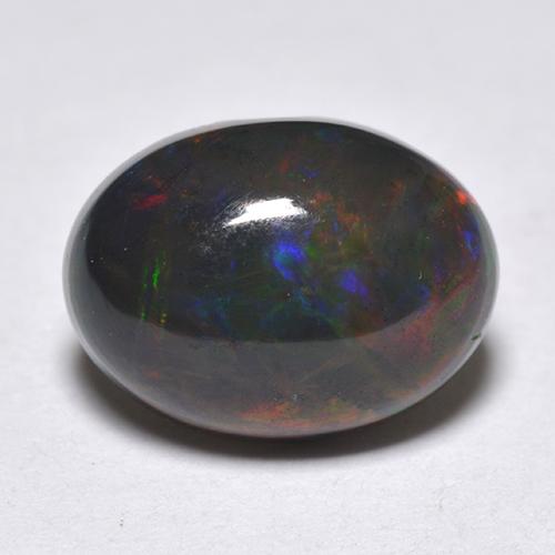 Opale nero naturale multicolore da 1,33 ct, taglio ovale, traslucido
