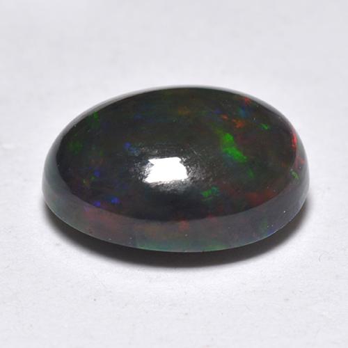 Opale nero naturale multicolore da 1,33 ct, taglio ovale, traslucido