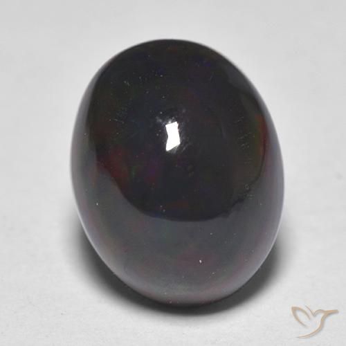 1.38ct Naturale Multicolore Opale nero, Ovale, Traslucido