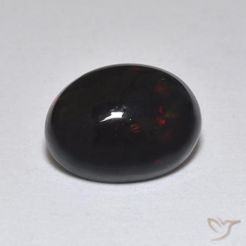 1.18ct Naturale Multicolore Opale nero, Ovale, Traslucido