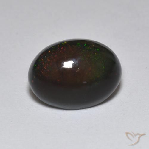 1.23ct Naturale Multicolore Opale nero, Ovale, Traslucido