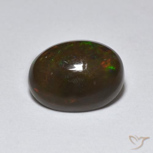 1.27ct Naturale Multicolore Opale nero, Ovale, Traslucido