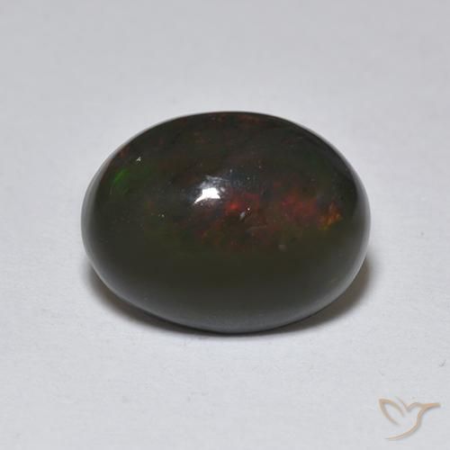 1.25ct Naturale Multicolore Opale nero, Ovale, Traslucido