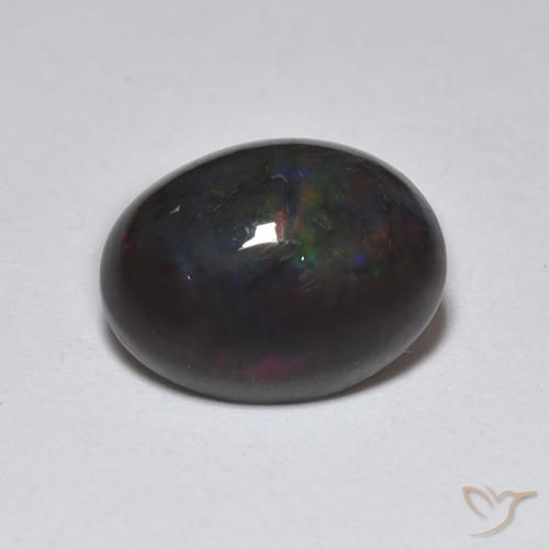 1.22ct Naturale Multicolore Opale nero, Ovale, Traslucido