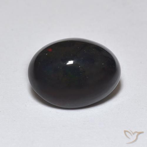 1.29ct Naturale Multicolore Opale nero, Ovale, Traslucido