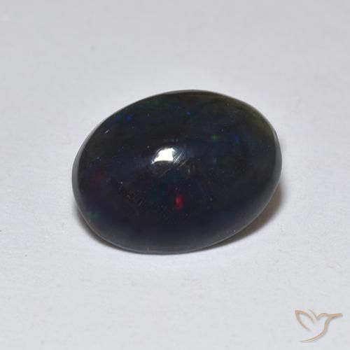 0.74ct Naturale Multicolore Opale nero, Ovale, Traslucido