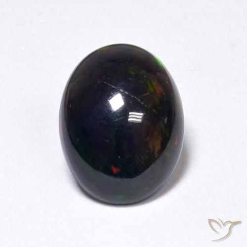 0.91ct Naturale Multicolore Opale nero, Ovale, Traslucido