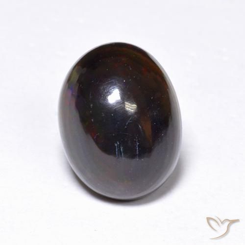 1.09ct Naturale Multicolore Opale nero, Ovale, Traslucido